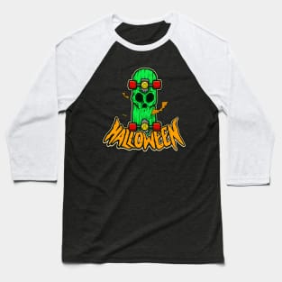 Zombie Skull Skateboard and Halloween Baseball T-Shirt